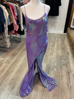 Sparkle Iridescent Purple Sequin Prom Dress
